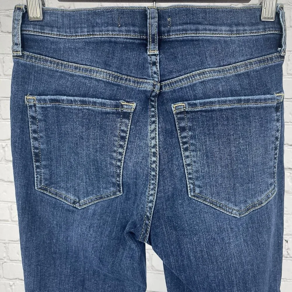 Free People Blue Denim Distressed Skinny Mid Rise Ankle Jeans Size 26 (25x26)
